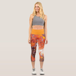 Leggings Capri Cables cálidos, Naranja y células de Peach