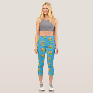 Leggings Capri Caca, caracol feliz en un ilustracion personalizad