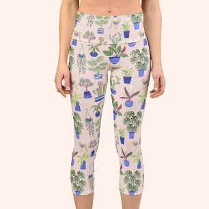 Leggings Capri Cactus Succulent Rubor Pink