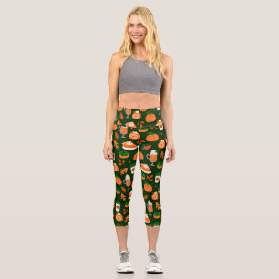 Leggings Capri café de calabaza verde oscuro