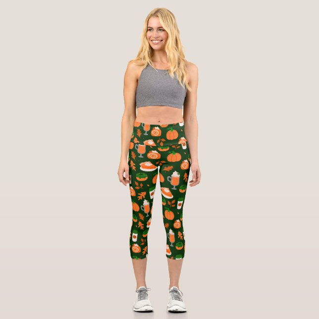 Leggings Capri café de calabaza verde oscuro (Anverso)