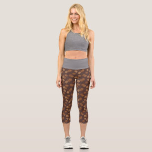 Leggings Capri Café Granos frijoles cafeína tostada marrón osc
