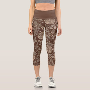Leggings Capri Cafe Rosa Wild Floral Pattern