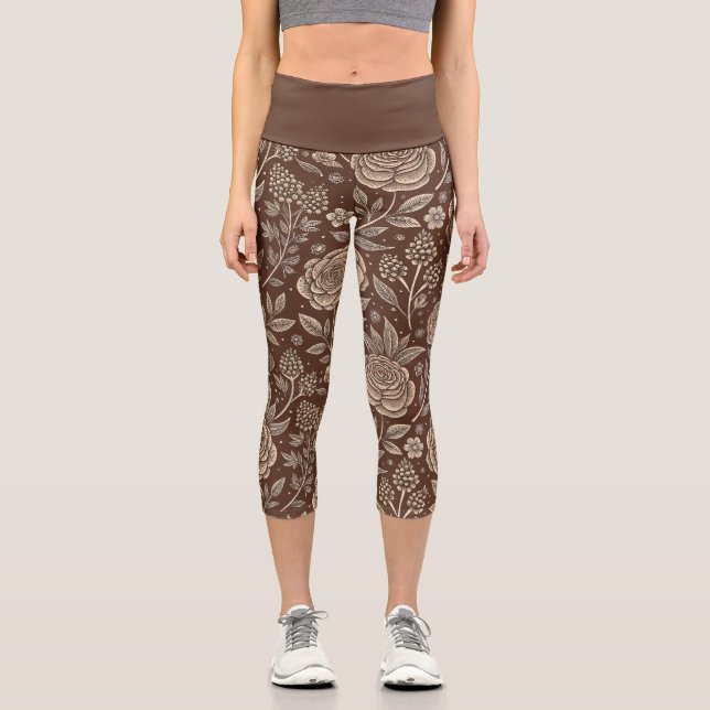 Leggings Capri Cafe Rosa Wild Floral Pattern (Anverso)