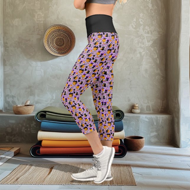 Leggings Capri Calabaza Halloween Candy Gatos Negros (Subido por el creador)