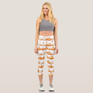 Leggings Capri Calabaza otoñal: Patrón de Ilustracion acuarela