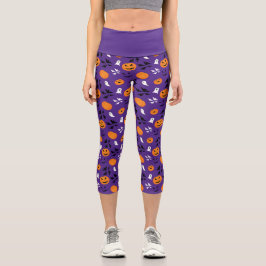 Leggings Capri Calabazas de Halloween fantasmas murciélagos diver