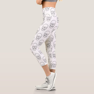 Leggings Capri Calavera - Blanco y negro