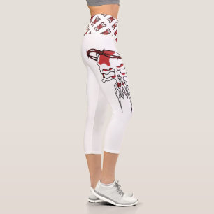 Leggings Capri Calavera roja y huesos