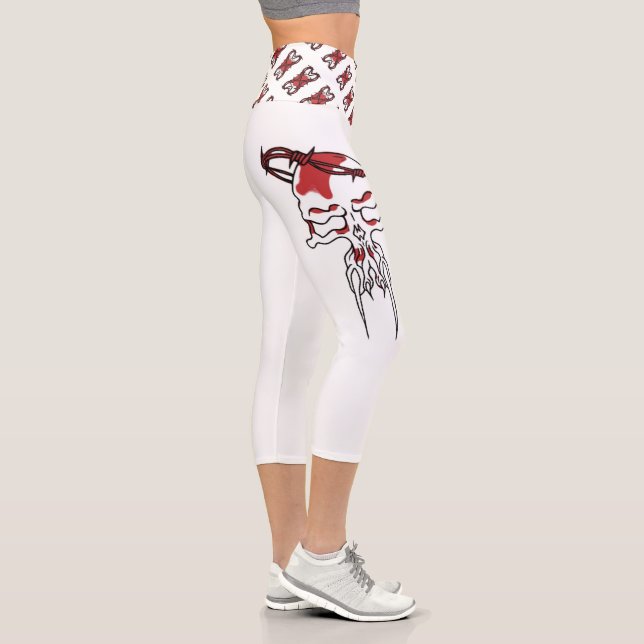 Leggings Capri Calavera roja y huesos (Derecha)