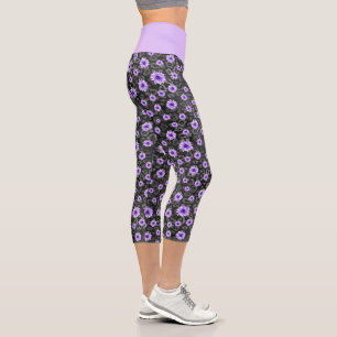 Leggings Capri Calaveras Moradas y Diseño de la Serie Girasoles 1