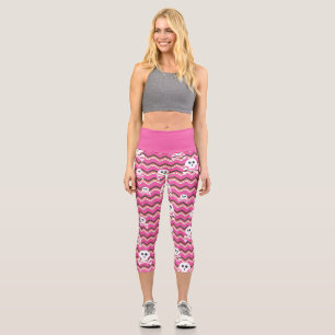 Leggings Capri Calaveras piratas Piernas Capri rosadas