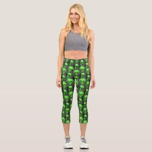 Leggings Capri Calaveras Verdes y Diseño de la Serie Girasoles 2