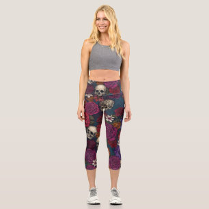 Leggings Capri Calaveras y flores