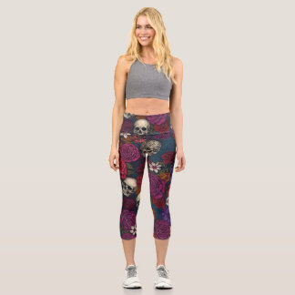 Leggings Capri Calaveras y flores