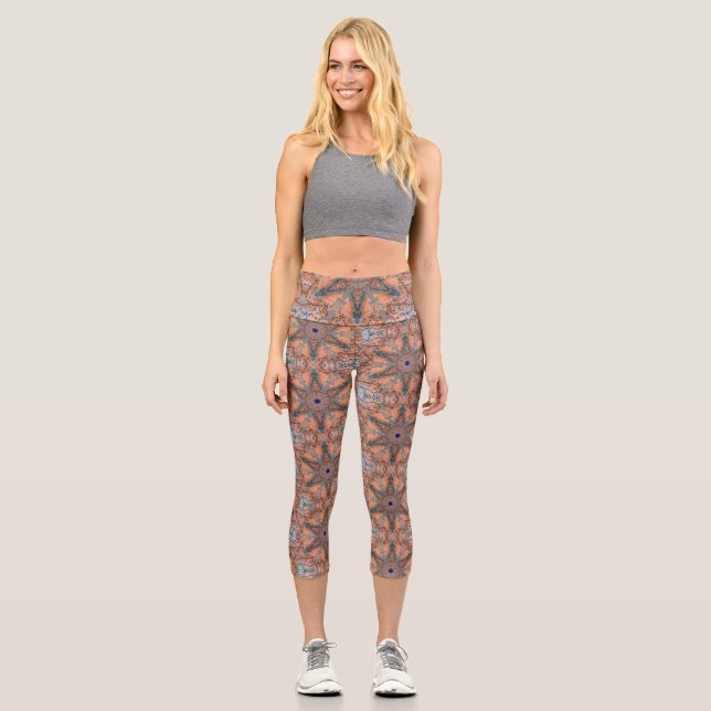 Leggings Capri Caleidoscopio de coral Aqua01 (Anverso)