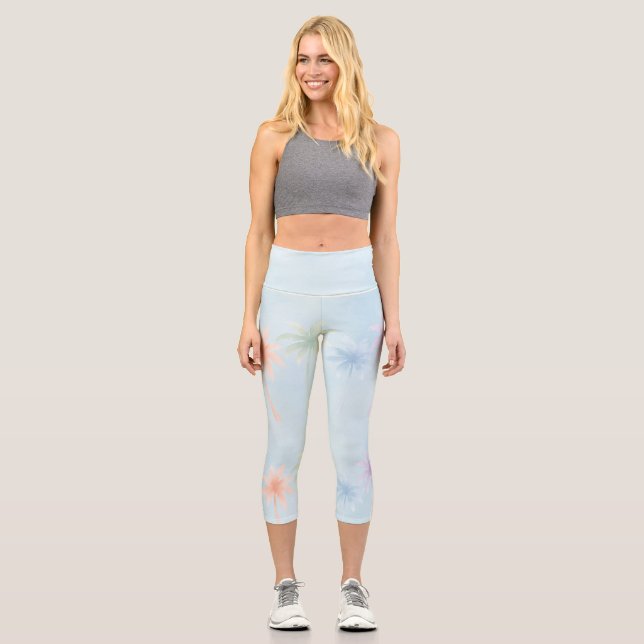 Leggings Capri Calza con Palmeras claras  (Anverso)