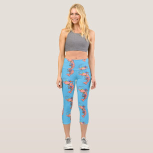 Leggings Capri Camarón alegre, personalizado de la gamba