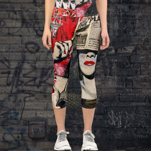 Leggings Capri "Cambio climático": lentes de capri rojas y negras