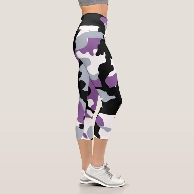 Leggings Capri Camo púrpura y negro alta eliminación de capri (Derecha)