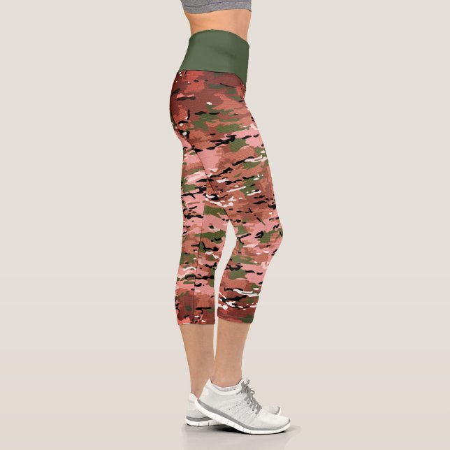 Leggings Capri Camo verde de moda quemado Amber (Derecha)