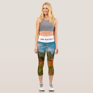 Leggings Capri campo con flores y árboles