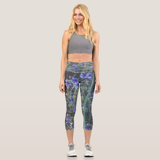Leggings Capri Campo de flores de maíz (Anverso)