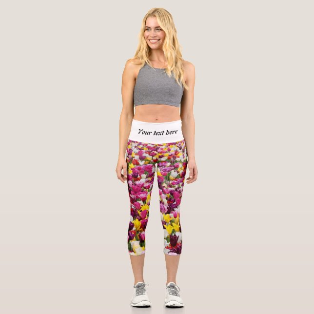 Leggings Capri campo lleno de tulipanes (Anverso)