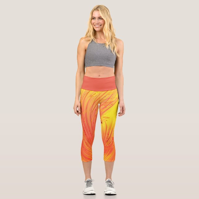 Leggings Capri Campos de fuego dorado (Anverso)