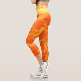 Leggings Capri Camuflaje Amarillo INICIALES Naranja Activo Ella 