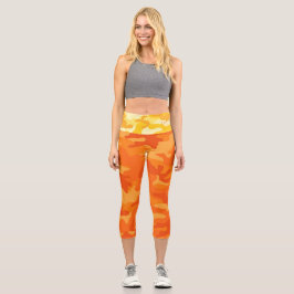 Leggings Capri Camuflaje Amarillo INICIALES Naranja Activo Ella