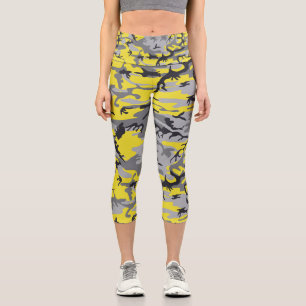 Leggings Capri Camuflaje amarillo y gris, ejército, ejército