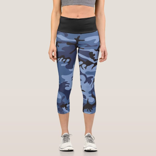 Leggings Capri Camuflaje azul de la marina, ejército, ejército (Anverso)