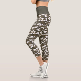 Leggings Capri Camuflaje de camo blanco y verde