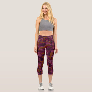 Leggings Capri Camuflaje de frambuesa, mora, marrón y nuez moscad