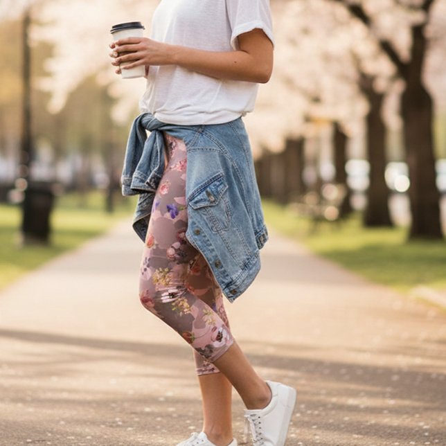 Leggings Capri Camuflaje del ejército de flores florales rosadas  (Subido por el creador)