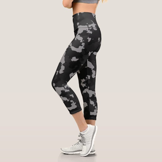 Leggings Capri Camuflaje del Ejército Militar Negro Camo Urban (Izquierda)