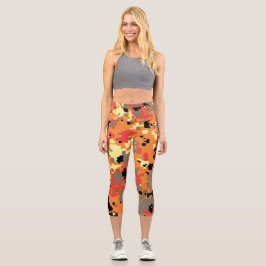 Leggings Capri Camuflaje digital – Patrón de camuflaje LG naranja