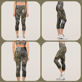 Leggings Capri Camuflaje femenino verde y gris