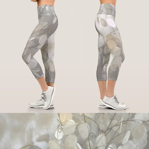 Leggings Capri Camuflaje Floral de Dólar de Plata Lunaria