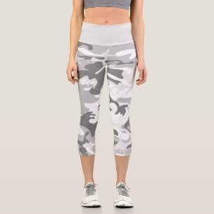 Leggings Capri Camuflaje gris de nieve en invierno, ejército, ejé
