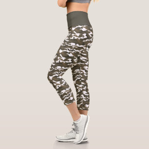 Leggings Capri Camuflaje Gris y Camo Blanco