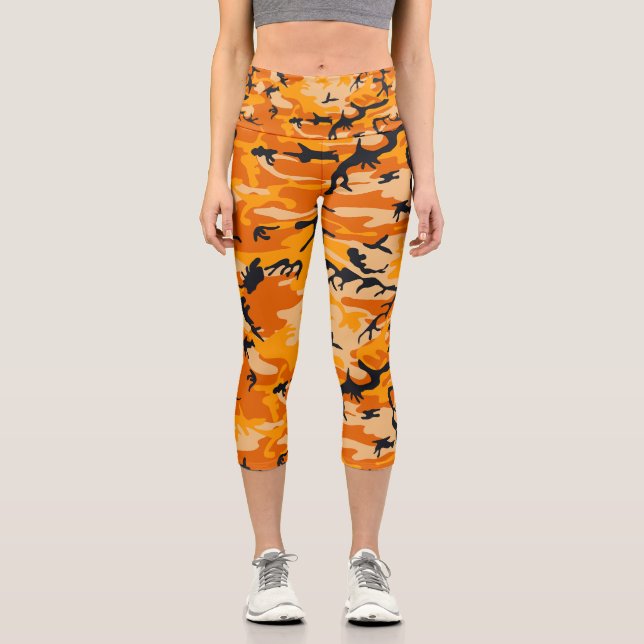 Leggings Capri Camuflaje naranja, militar, ejército (Anverso)