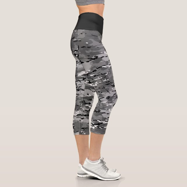 Leggings Capri Camuflaje negro gris de moda (Derecha)