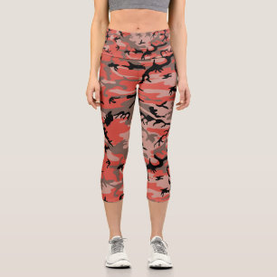 Leggings Capri Camuflaje rojo y marrón, militar, ejército