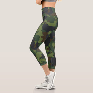 Leggings Capri Camuflaje Verde del Ejército Militar Camo