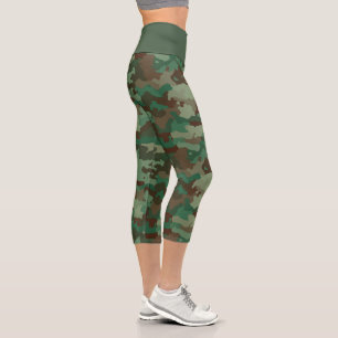 Leggings Capri Camuflaje verde marrón alto capris de alto deseo