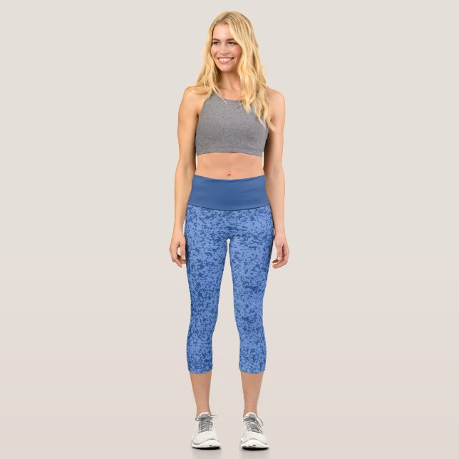 Leggings Capri Caos de punto azul (Anverso)