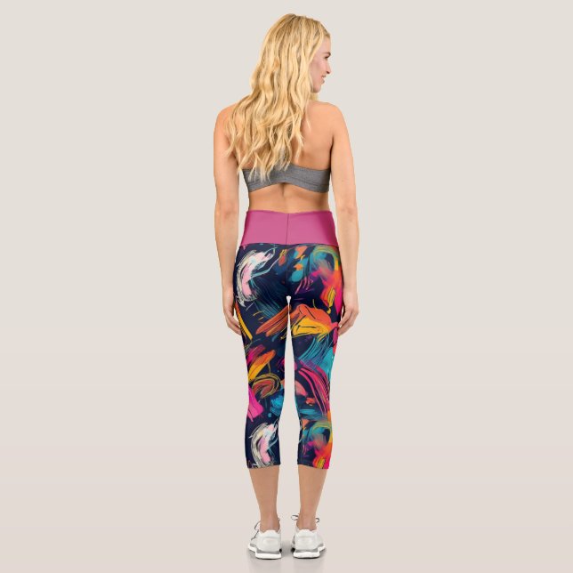 Leggings Capri Caos Grafiti Salpicadura Viva (Reverso)