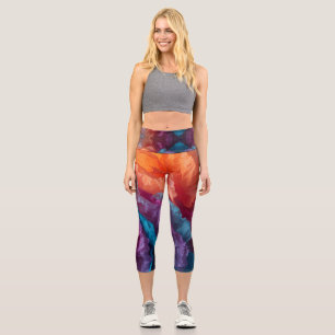 Leggings Capri Capas De Papel De Tejido Abstracto Luminoso